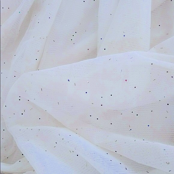 NEW: Ladies Girly Party Ivory Sheer w/Colorful Sparkly Confetti Tulle Skirt - Picture 5 of 16